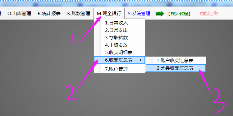 ERP系統(tǒng)工業(yè)版現(xiàn)金銀行功能模塊中增加收支分類匯總表