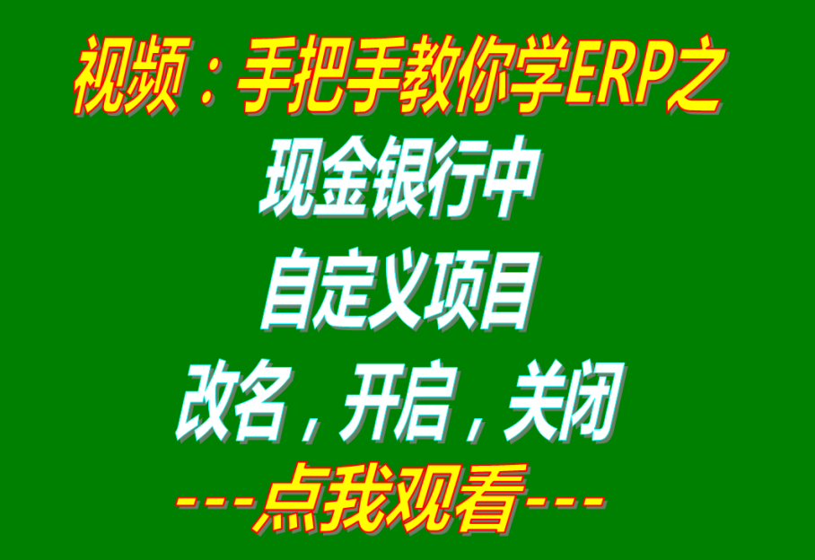 記公司內賬帳用的現(xiàn)金銀行財務支出收入等自定義項目的關閉開啟與名稱修改